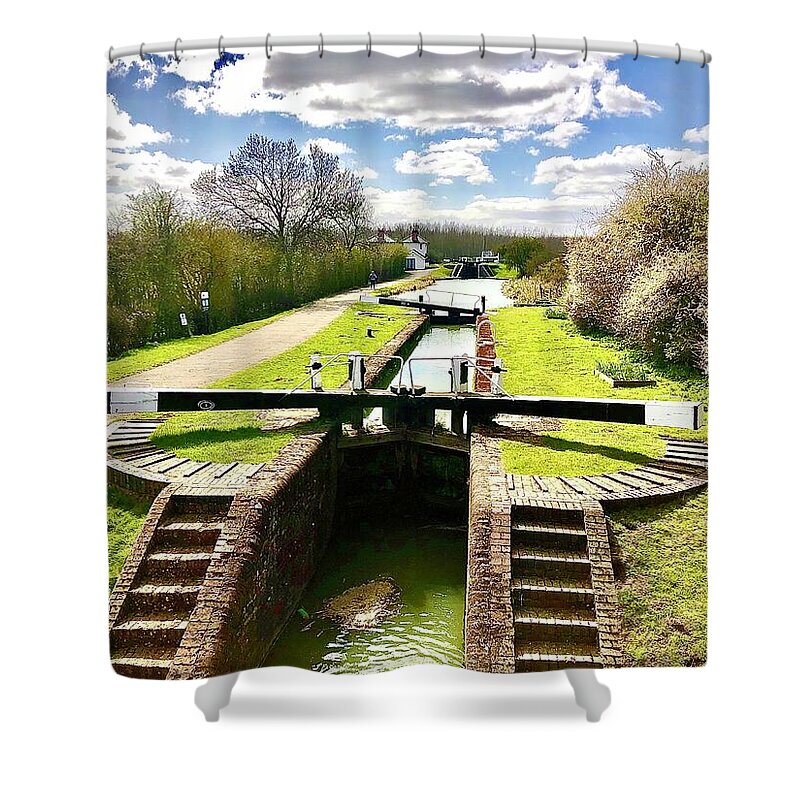 Canal Shower Curtain featuring the photograph Canal Loch Gates by Gordon James