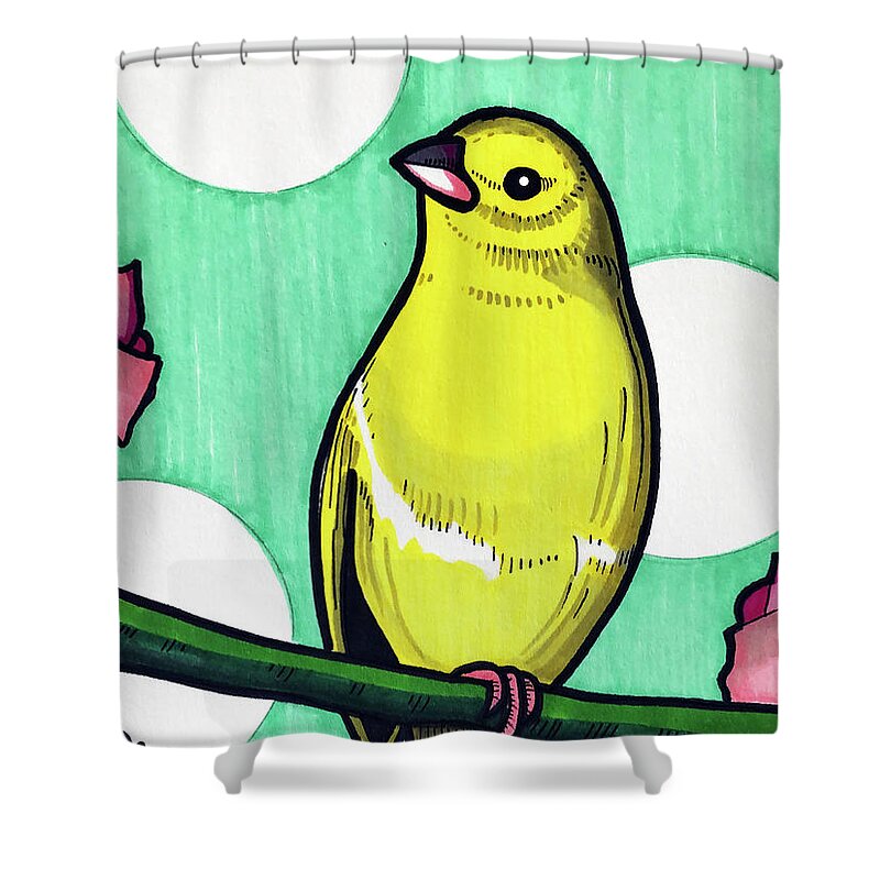 Canary Shower Curtain featuring the drawing Canary by Creative Spirit