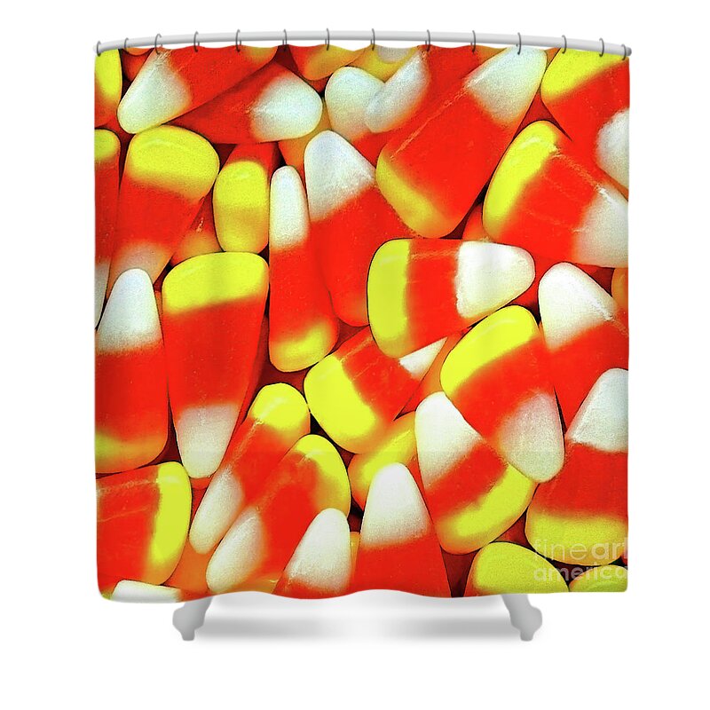 Macro Shower Curtain featuring the photograph Candy Corn by Tom Watkins PVminer pixs