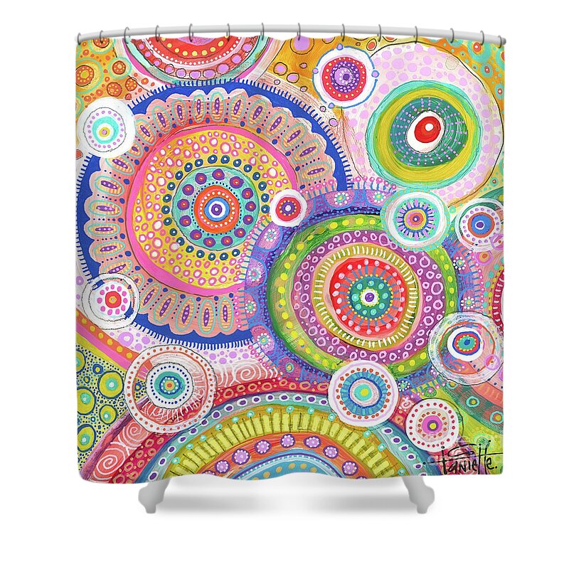 Candy Land Shower Curtain featuring the painting Candy Land by Tanielle Childers