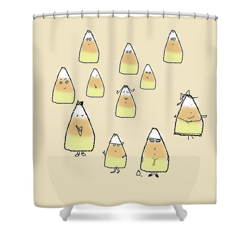 Halloween Shower Curtain featuring the digital art Candycorn by Ashley Rice
