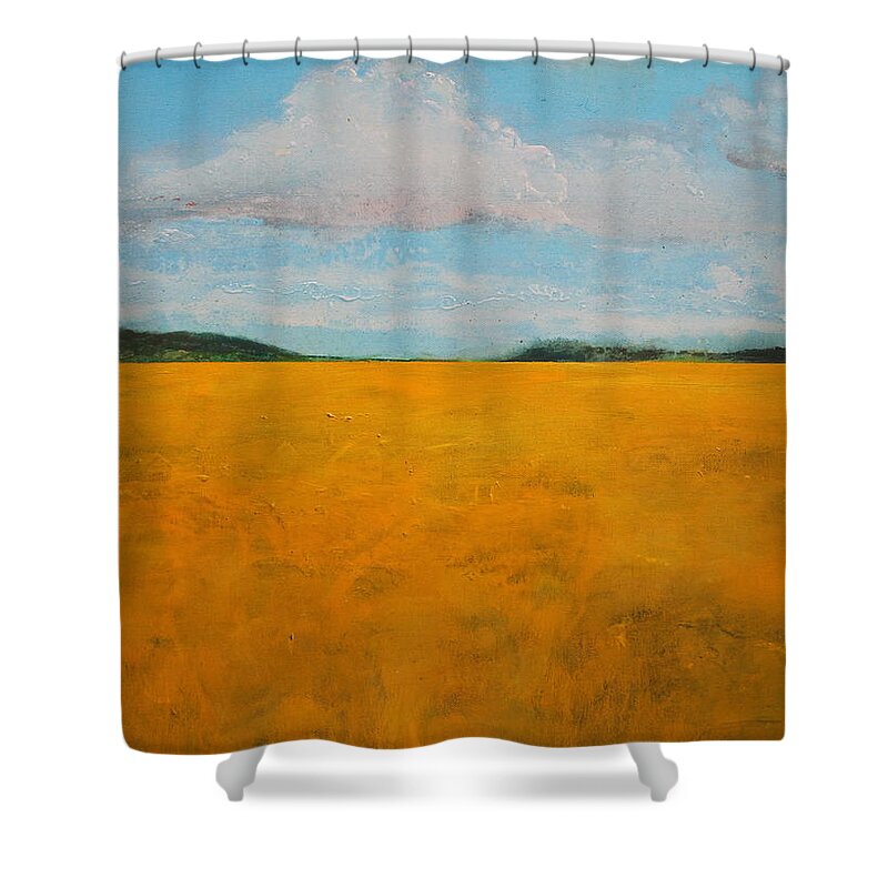 Canola Field Shower Curtain featuring the painting Canola by Ruth Kamenev