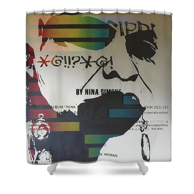 Nina Simone Shower Curtain featuring the mixed media Can't Shut Me Up - I Count by Paul Lovering