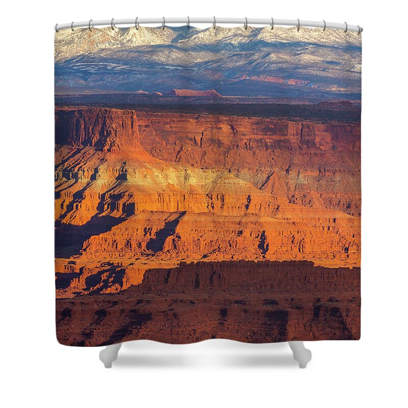 Landscape Shower Curtain featuring the photograph Canyon and La Sal Mountains by Marc Crumpler