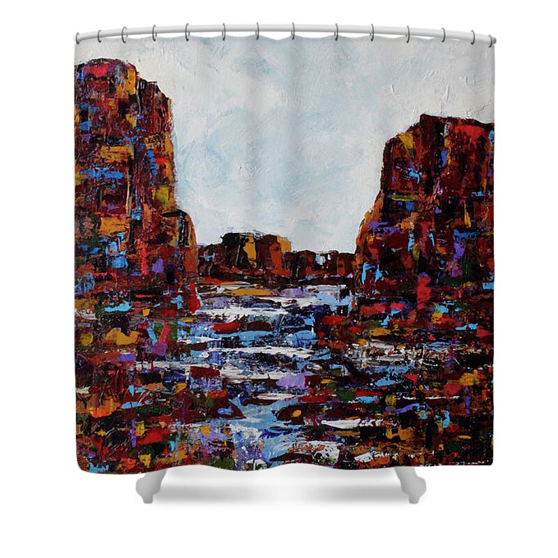 Grand Canyon Shower Curtain featuring the painting Canyon Creek #1 by Lance Headlee
