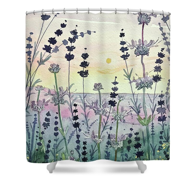 Topanga Shower Curtain featuring the painting Canyon seed Heads by Luisa Millicent
