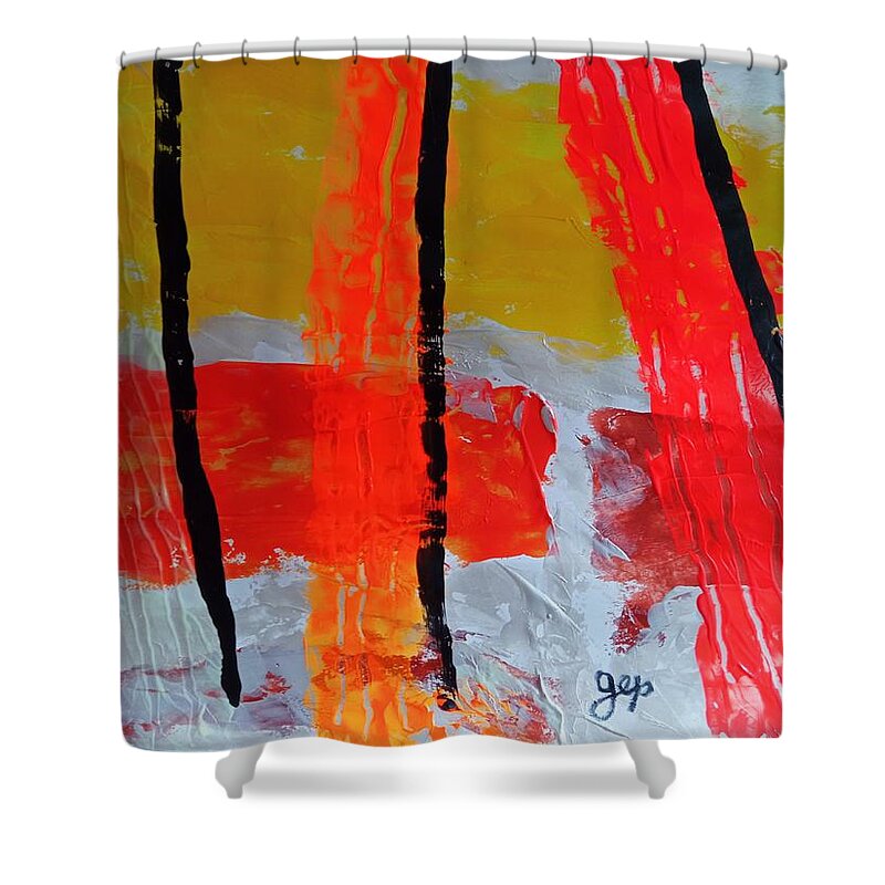 Homage To Lucio Fontana Shower Curtain featuring the painting Caos53LFont by Giuseppe Monti