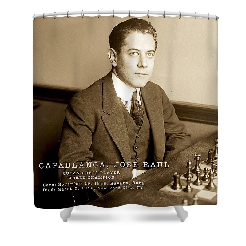 Capablanca Champion Chess Player Shower Curtain by Carlos Diaz - Pixels