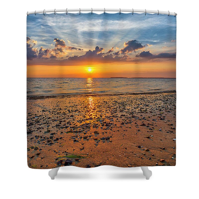 Cape Cod Bay Shower Curtain featuring the photograph Cape Cod Bay Sunset Bliss by Juergen Roth