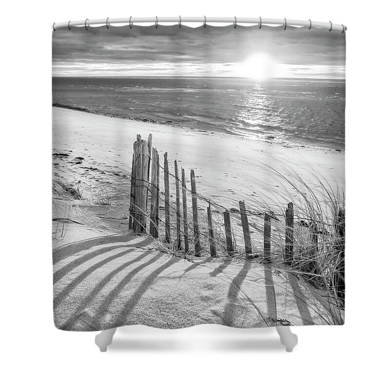 Cape Cod Beach Fence Shower Curtain featuring the photograph Cape Cod Beach Fence by Darius Aniunas
