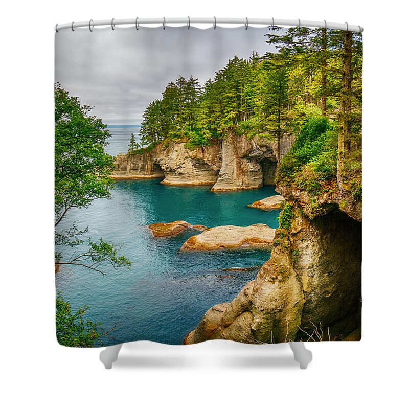 Cape Shower Curtain featuring the photograph Cape Flattery Cave by Amanda Jones
