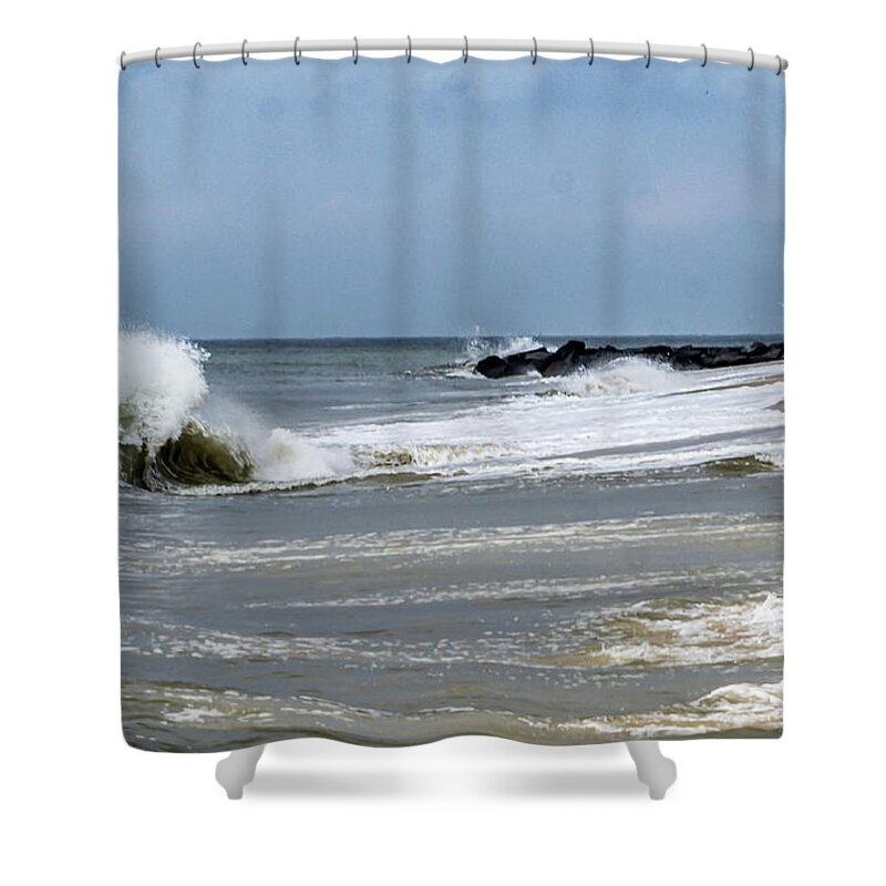 Beach Shower Curtain featuring the photograph Cape May Beach - Surf by Louis Dallara