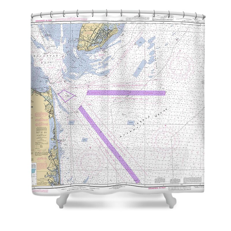 Cape May To Fenwick Island Shower Curtain featuring the digital art Cape May to Fenwick Island, NOAA Chart 12214 by Nautical Chartworks