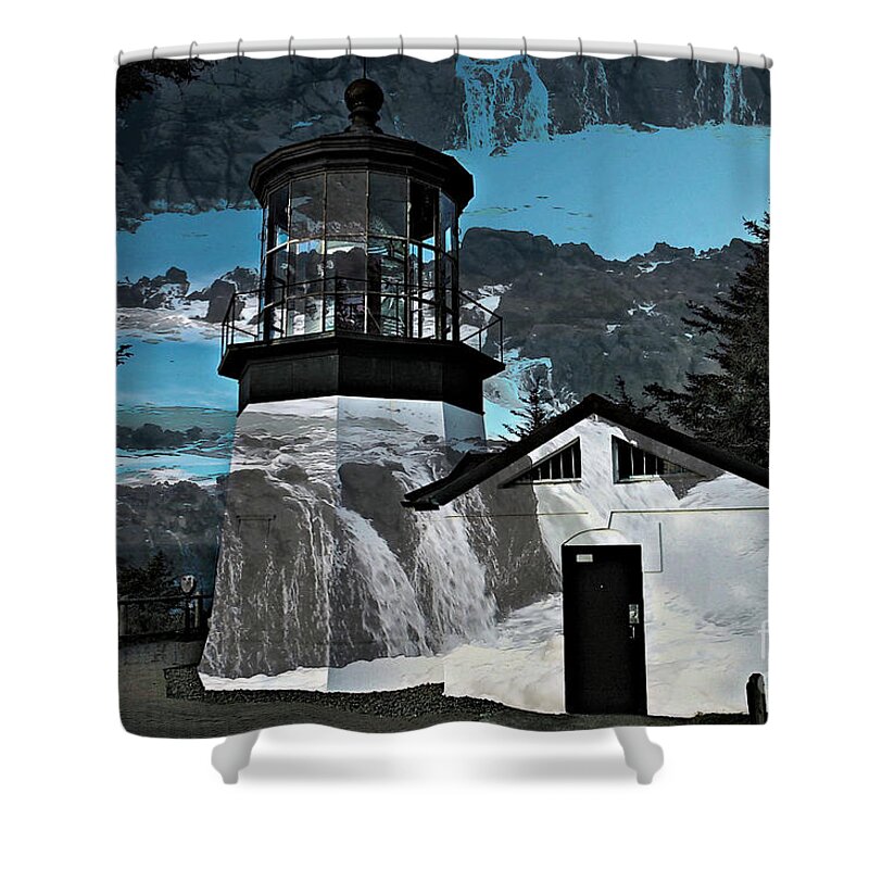 Photoart Shower Curtain featuring the digital art Cape Meares by Sheila Ping