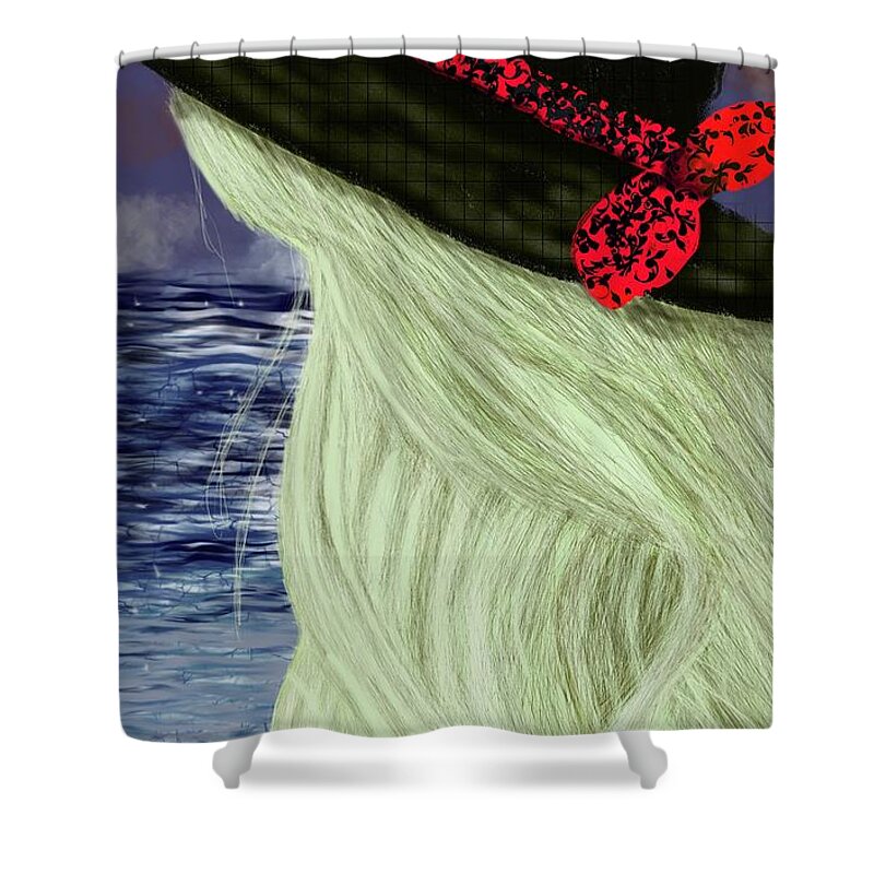 Whimsical Illustrations Shower Curtain featuring the mixed media Capelli by Lorie Fossa