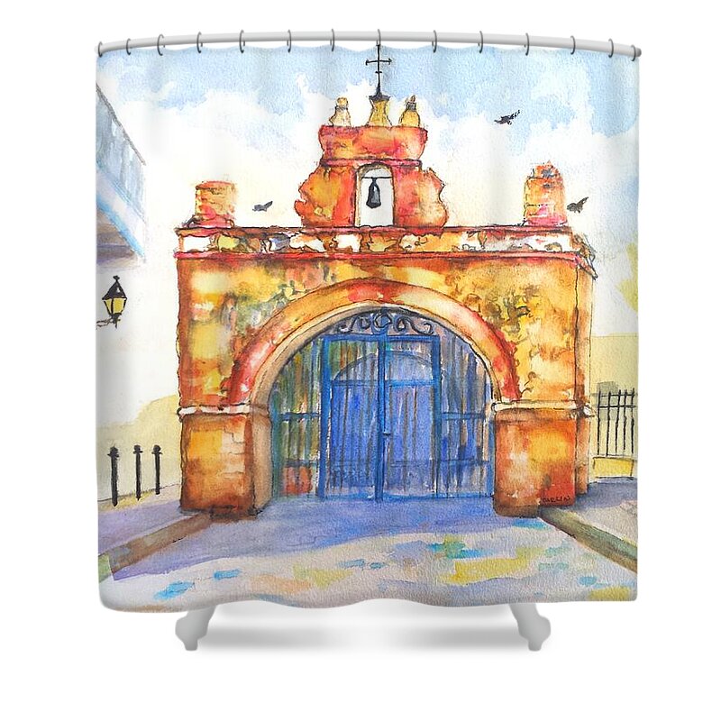 Puerto Rico Shower Curtain featuring the painting Capilla del Cristo Puerto Rico by Carlin Blahnik CarlinArtWatercolor