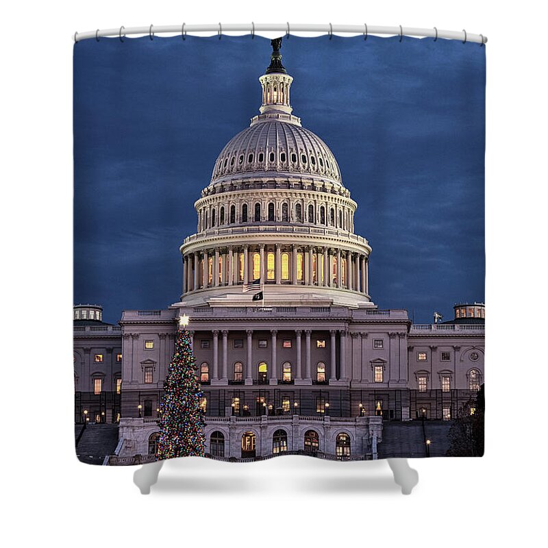 Dc Shower Curtain featuring the photograph Capitol Christmas 2021 2 by Robert Fawcett