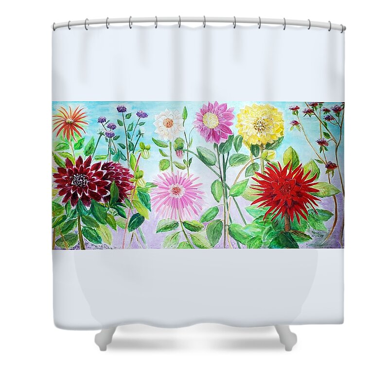 Dahlia Shower Curtain featuring the painting Capitol of Dahlia I by Bernadette Krupa