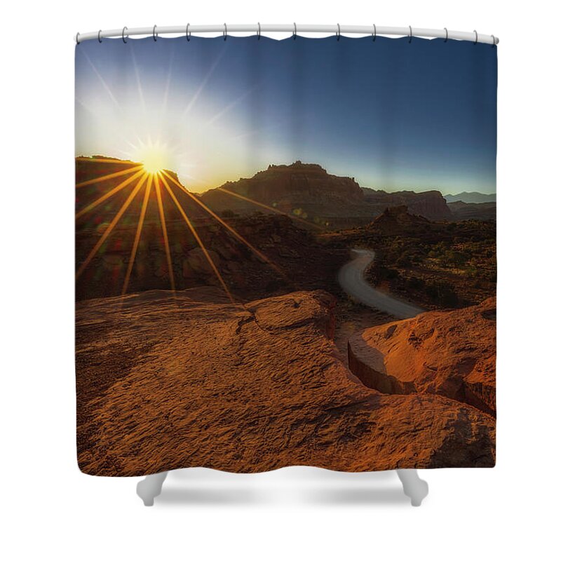 Capitol Reef National Park Shower Curtain featuring the photograph Capitol Reef Sunrise by Susan Candelario