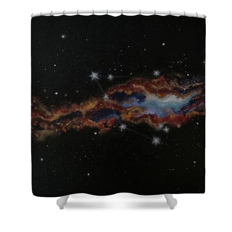 Capricorn Shower Curtain featuring the painting Capricorn constellation by Neslihan Ergul Colley