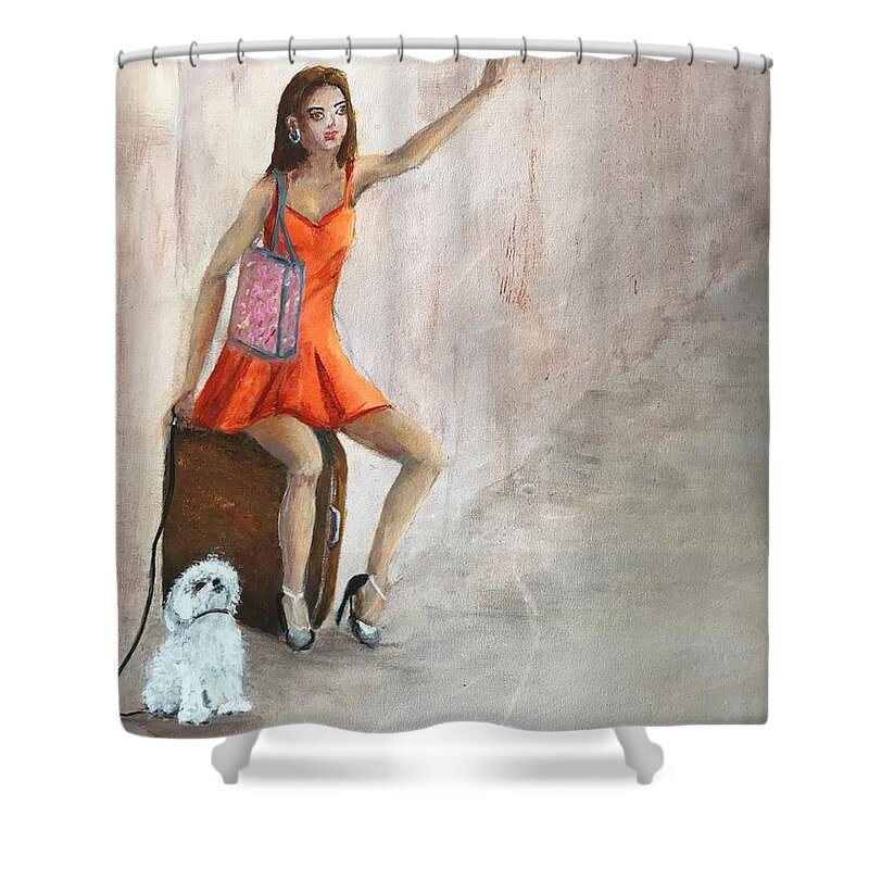 Captivating Shower Curtain featuring the painting Captivating Lady #5 by Deborah Naves