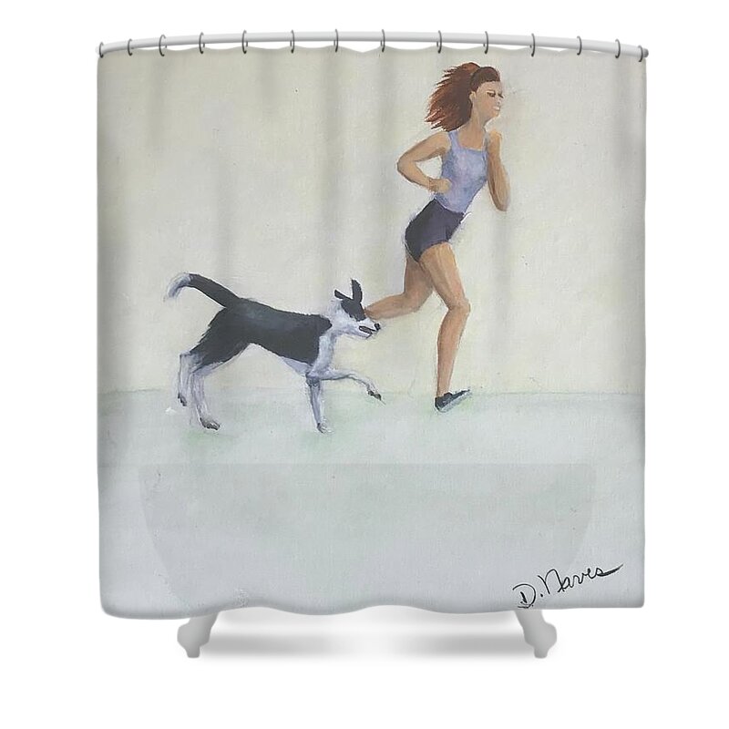 Dog Shower Curtain featuring the painting Captivating Lady 6 by Deborah Naves