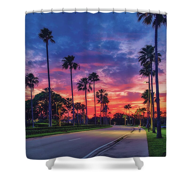 Gardens Parkway Shower Curtain featuring the photograph Captivating View of Gardens Parkway, Palm Beach Gardens Florida by Kim Seng