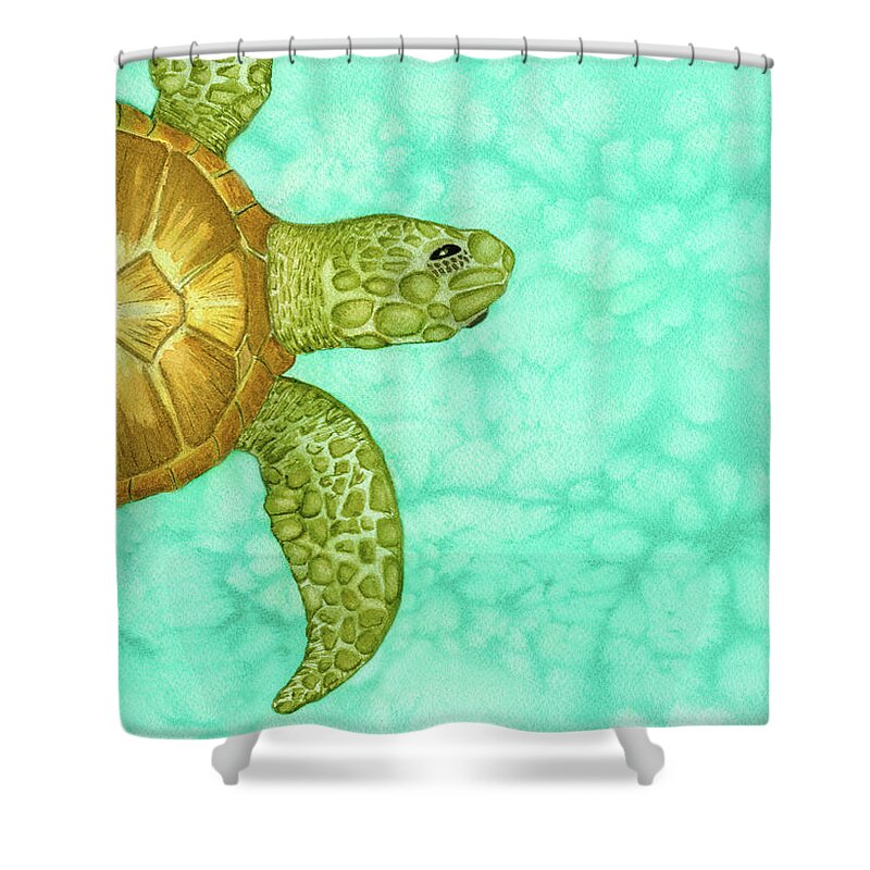 Sea Turtle Shower Curtain featuring the painting Caribbean Dream Sea Turtle Watercolor by Deborah League