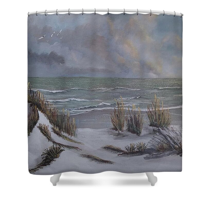 Original Shower Curtain featuring the painting Carolina Shores by Kevin Oneal