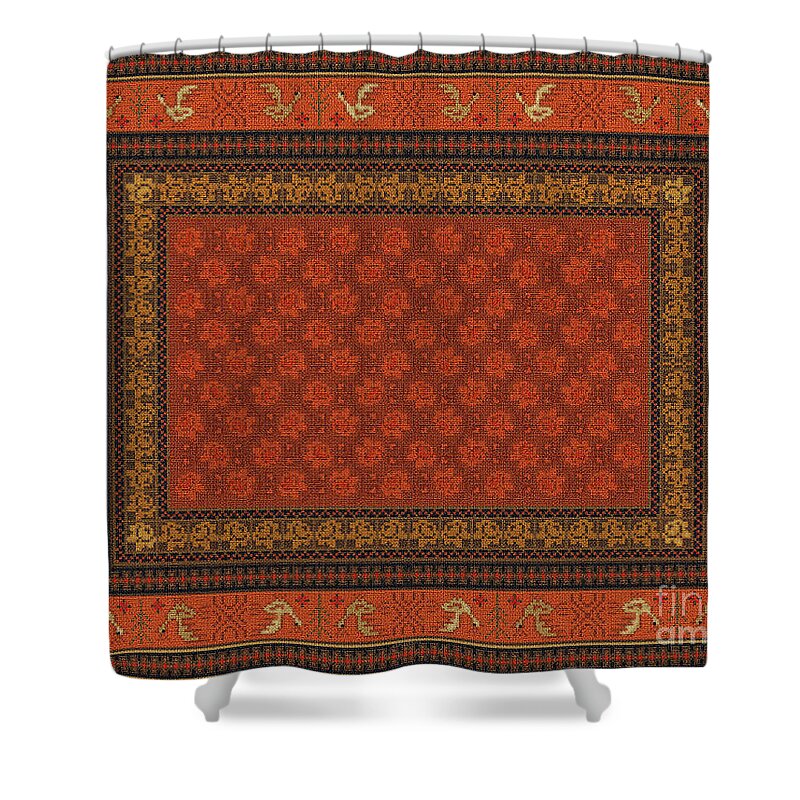 Carpet Shower Curtain featuring the digital art Carpet-125 by Mehran Akhzari