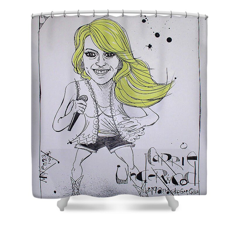  Shower Curtain featuring the drawing Carrie Underwood by Phil Mckenney
