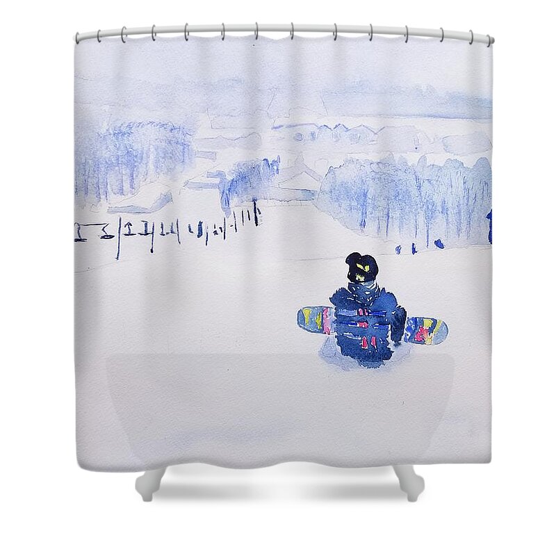 Boyne Mountain Shower Curtain featuring the painting Carsons' Aurora by Ann Frederick