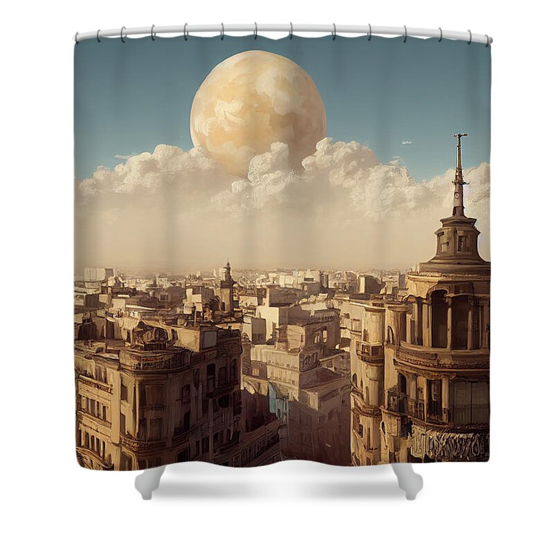 Cartography Shower Curtain featuring the painting Cartography Map Of Lavapies District Of Madrid Fantasy  C5db7b48 Aae4 4611 48df 4fb7b76 by MotionAge Designs