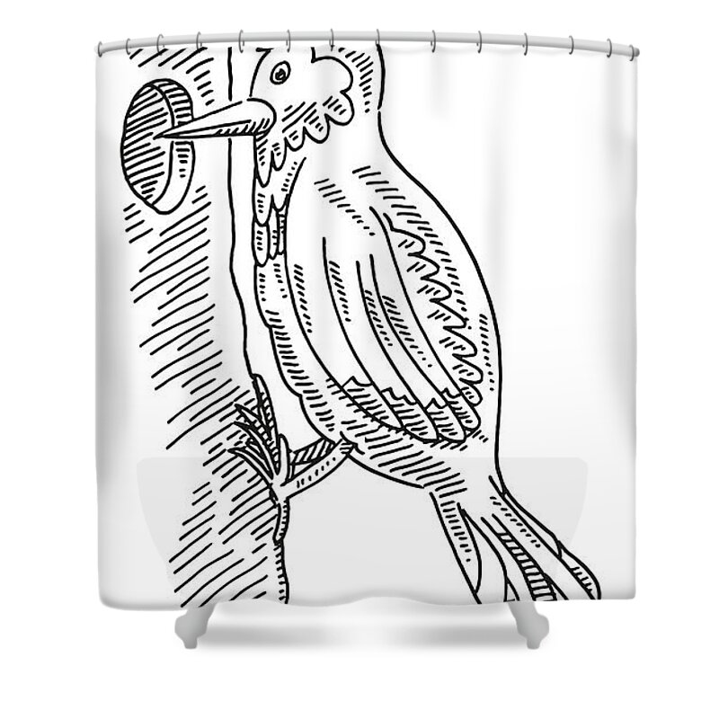 Cartoon Woodpecker Bird On Tree Drawing Shower Curtain by Frank Ramspott -  Pixels