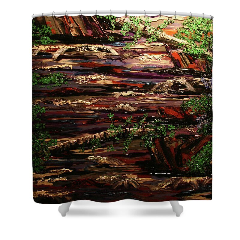 River Shower Curtain featuring the painting CAscade by Marilyn Quigley