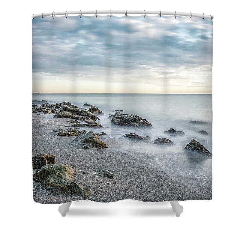 Gulf Of Mexico Shower Curtain featuring the photograph Caspersen Beach Rocks by Rudy Wilms
