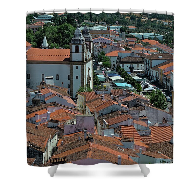 Portugal Shower Curtain featuring the photograph Castelo de Vide from the Castle by Angelo DeVal