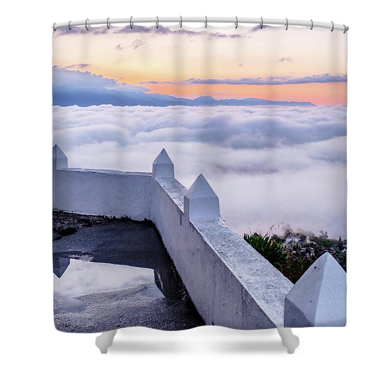 Andalucia Shower Curtain featuring the photograph Castle in the clouds by Gary Browne