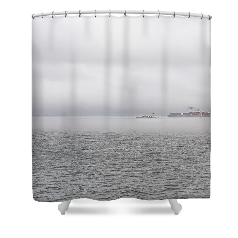 Fog Shower Curtain featuring the photograph Castle Pinckney - Sea Fog by Dale Powell