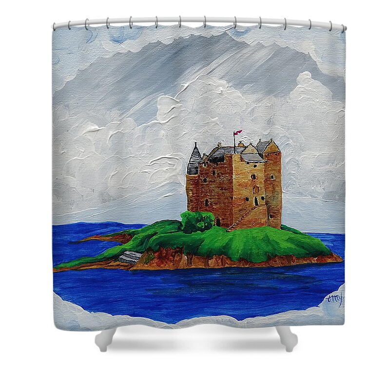 Castle Stalker Shower Curtain featuring the painting Castle Stalker by Teresamarie Yawn