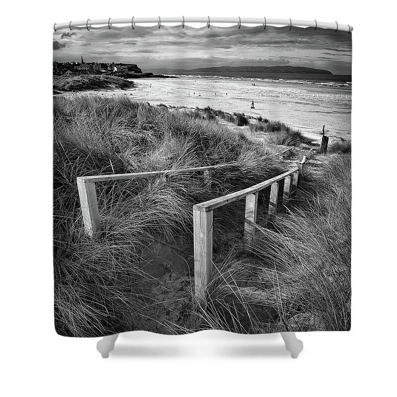 Castlerock Shower Curtain featuring the photograph Castlerock Beach by Nigel R Bell