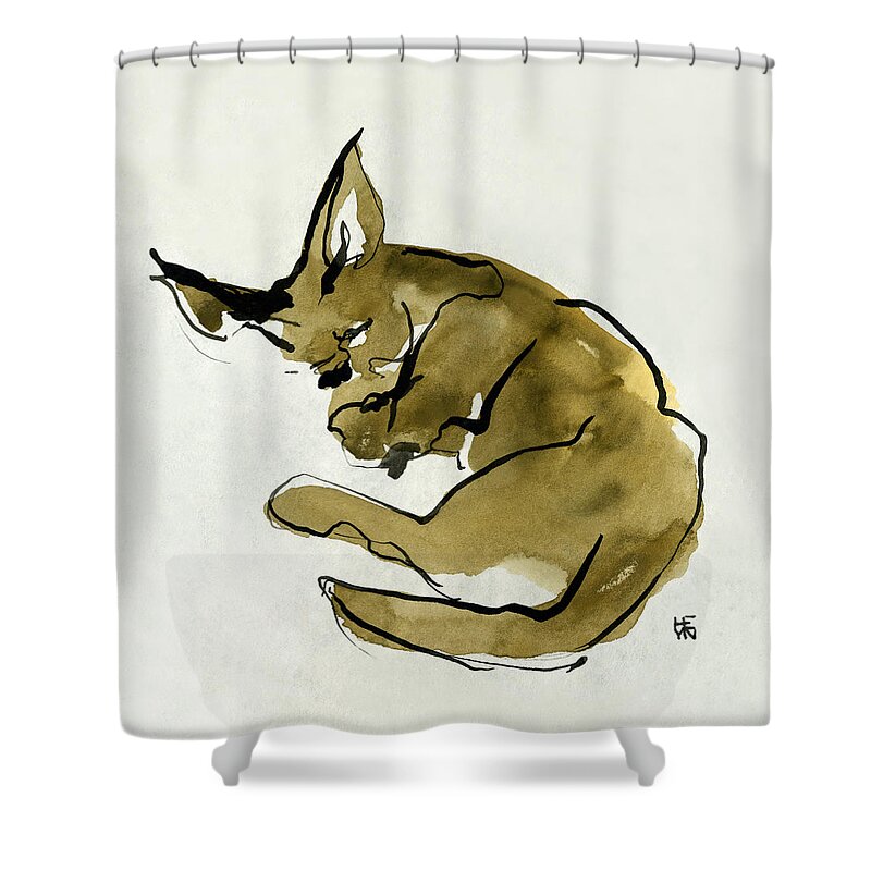 Domestic Shower Curtain featuring the painting Cat Nap 3 by Shirley Heyn