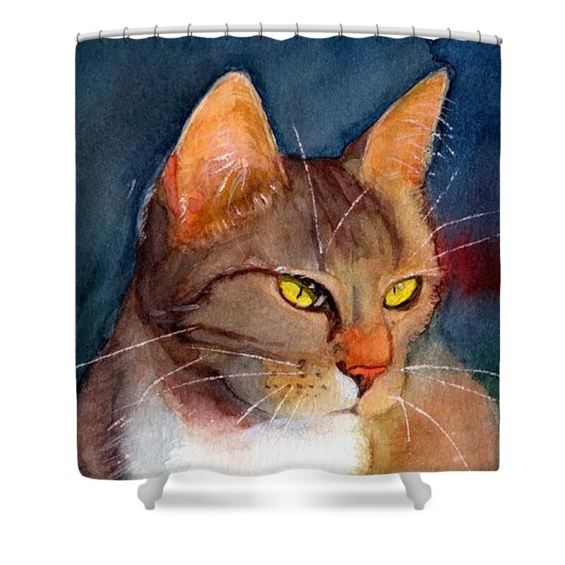 Cat Shower Curtain featuring the painting Cat Whiskers by Vicki B Littell