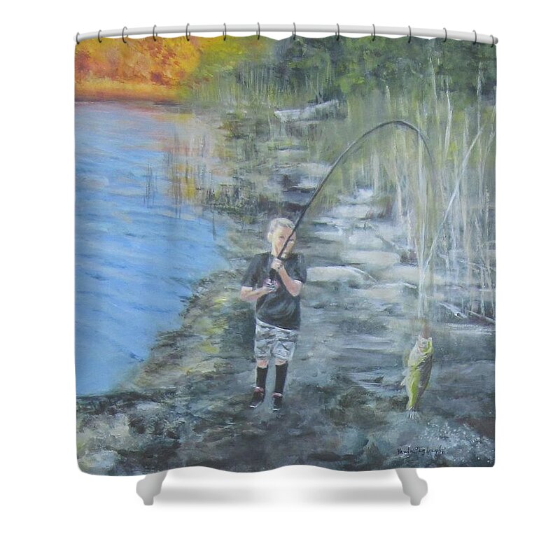 Painting Shower Curtain featuring the painting Catch of the Day by Paula Pagliughi