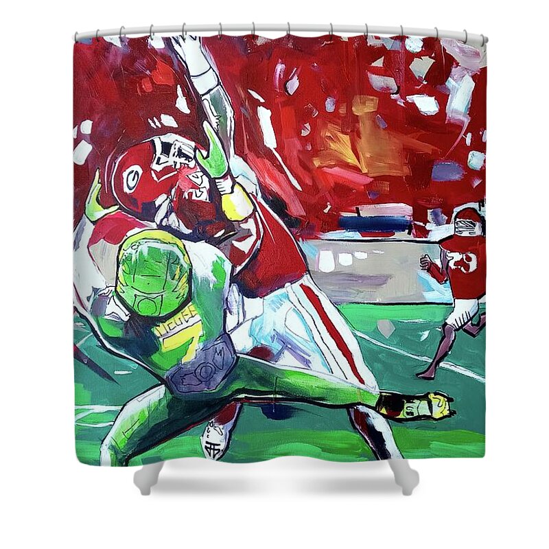Catch That Shower Curtain featuring the painting Catch That by John Gholson