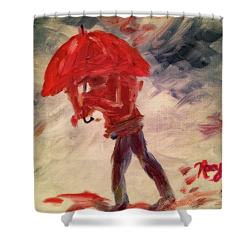 Rain Shower Curtain featuring the painting Caught by Roxy Rich