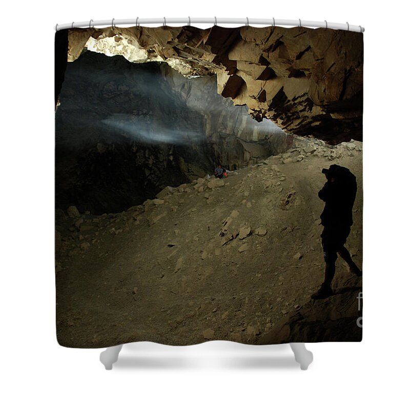Cave In Countryside Shower Curtain featuring the photograph Cave in countryside by Elbegzaya Lkhagvasuren