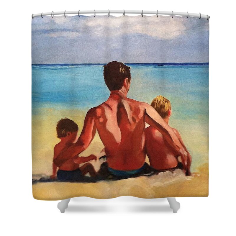 Sun Shower Curtain featuring the painting Cayman Holiday by Juliette Becker