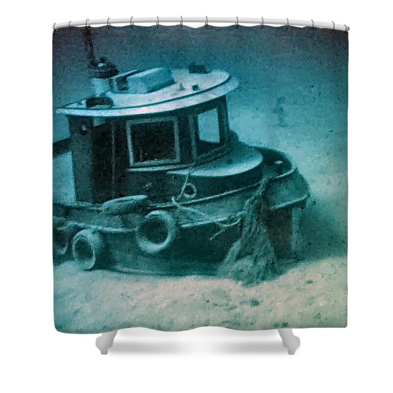 Grand Cayman Shower Curtain featuring the photograph Cayman's Smallest Tug by Lin Grosvenor