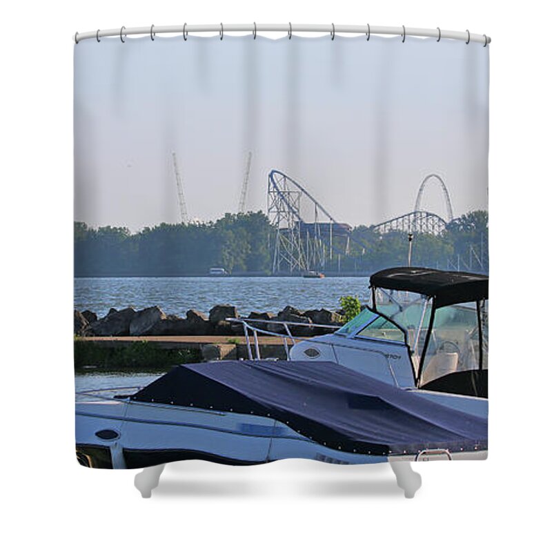 Cedar Point Shower Curtain featuring the photograph Cedar Point from Marina 8444 by Jack Schultz